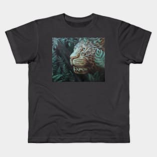 Jaguar in the Jungle with Sunlight Passing Through Green Leaves Kids T-Shirt